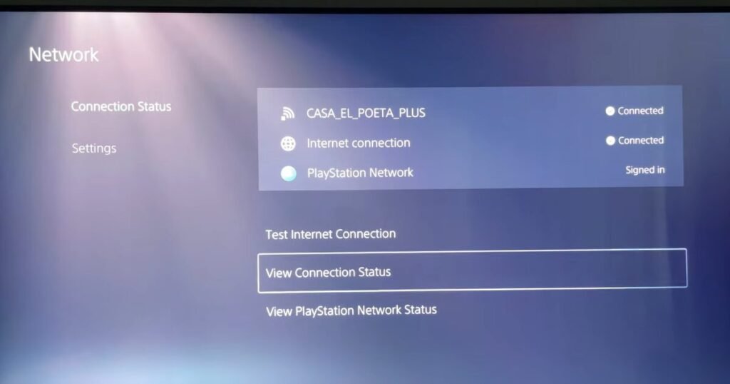 Go to view connection in ps5 network setting