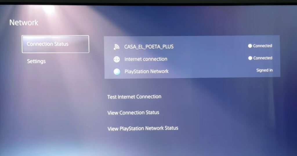 Go to connection status in the network setting on ps5